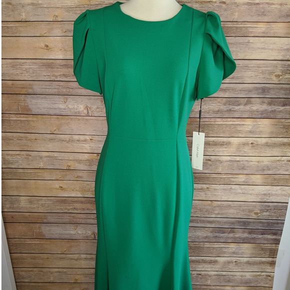 Calvin Klein Dresses & Skirts - Calvin Klein NWT 8 Kelly Green Flutter Midi Dress